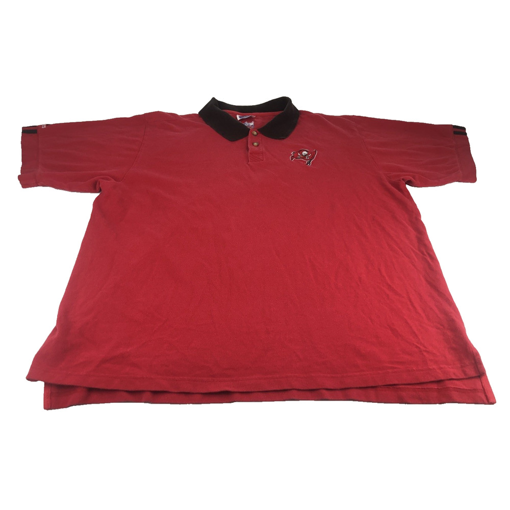 Vintage adidas NFL Tampa Bay Buccaneers Men's Polo 2XL Red Short Sleeve Football